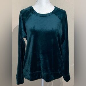 Magaschoni Women’s Size S Emerald Green Velour Athliesure Sweatshirt Active Soft